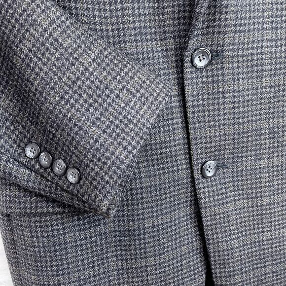 Jos A Bank Wool Tweed Sport Coat Gray Glen Check Plaid Mens 39R 39 Regular - Picture 3 of 10